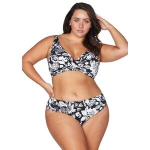 Artesands Cantata Forte Black White Monet Curve Fit Mid-Rise Swim Bottoms‎ Sz 14